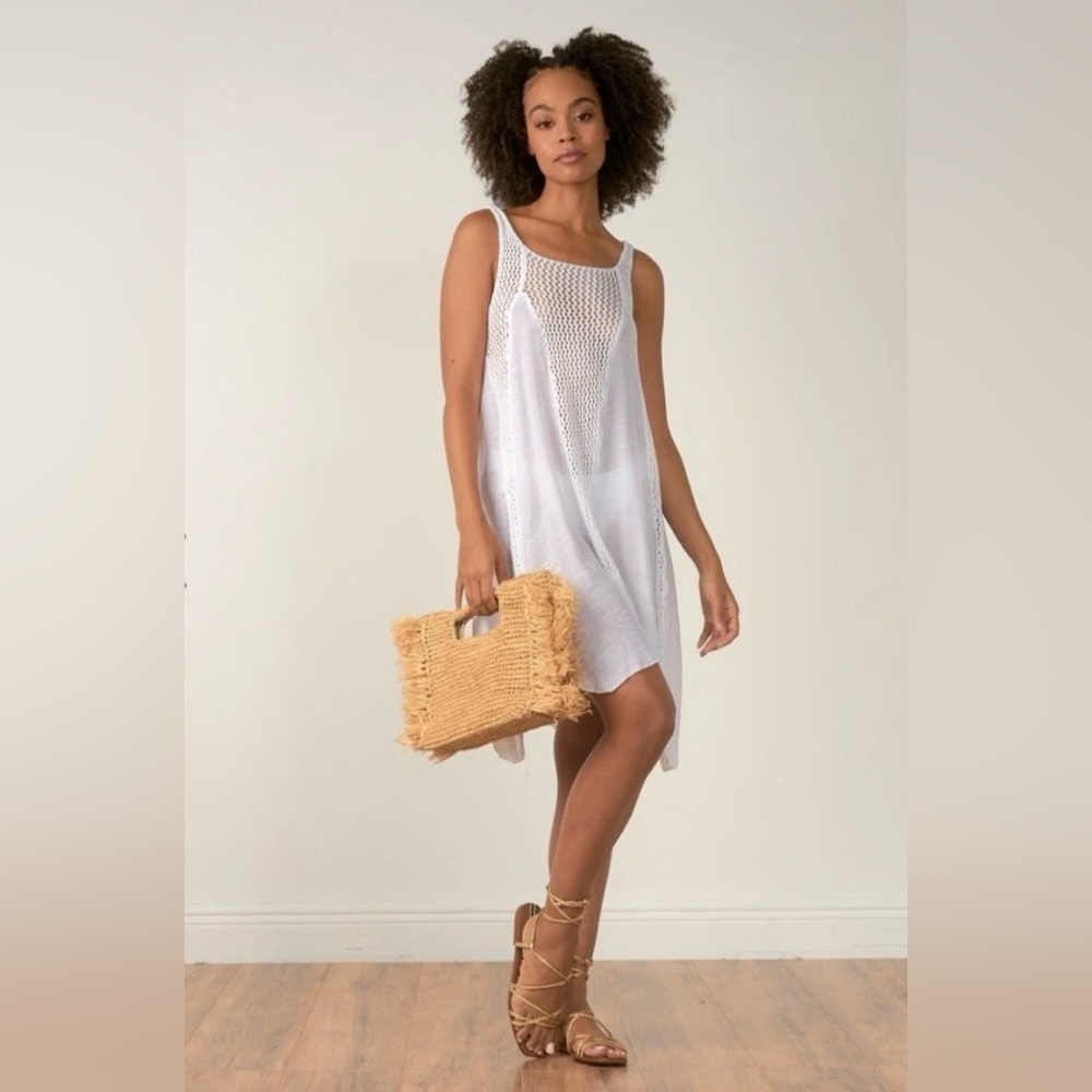 Elan Nordstrom White Mesh Swim Cover-Up